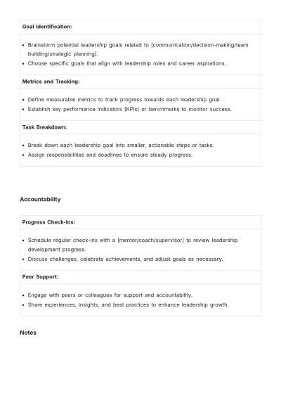 Free SMART Goals Template for Leadership Development to Edit Online