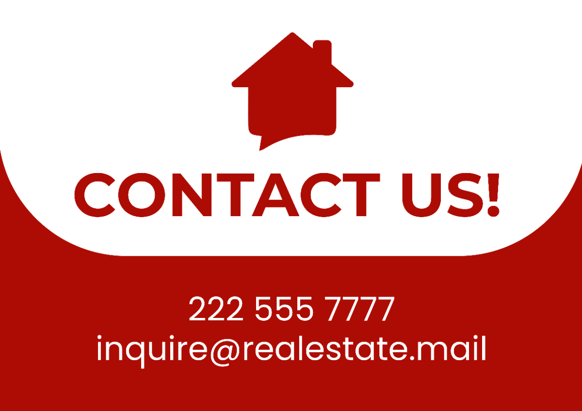 Real Estate Agency Contact Information Sign