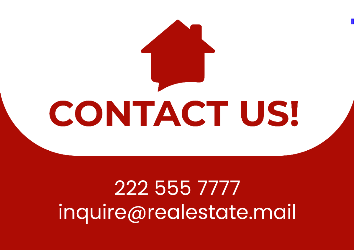 Free Real Estate Agency Contact Information Sign Template