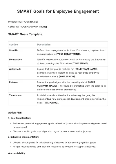 Free SMART Goals Template for Employee Engagement to Edit Online