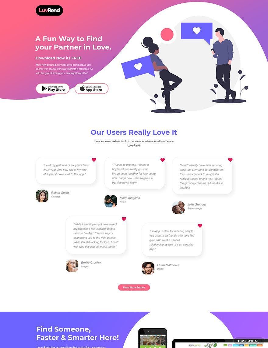Dating App Landing Page Template