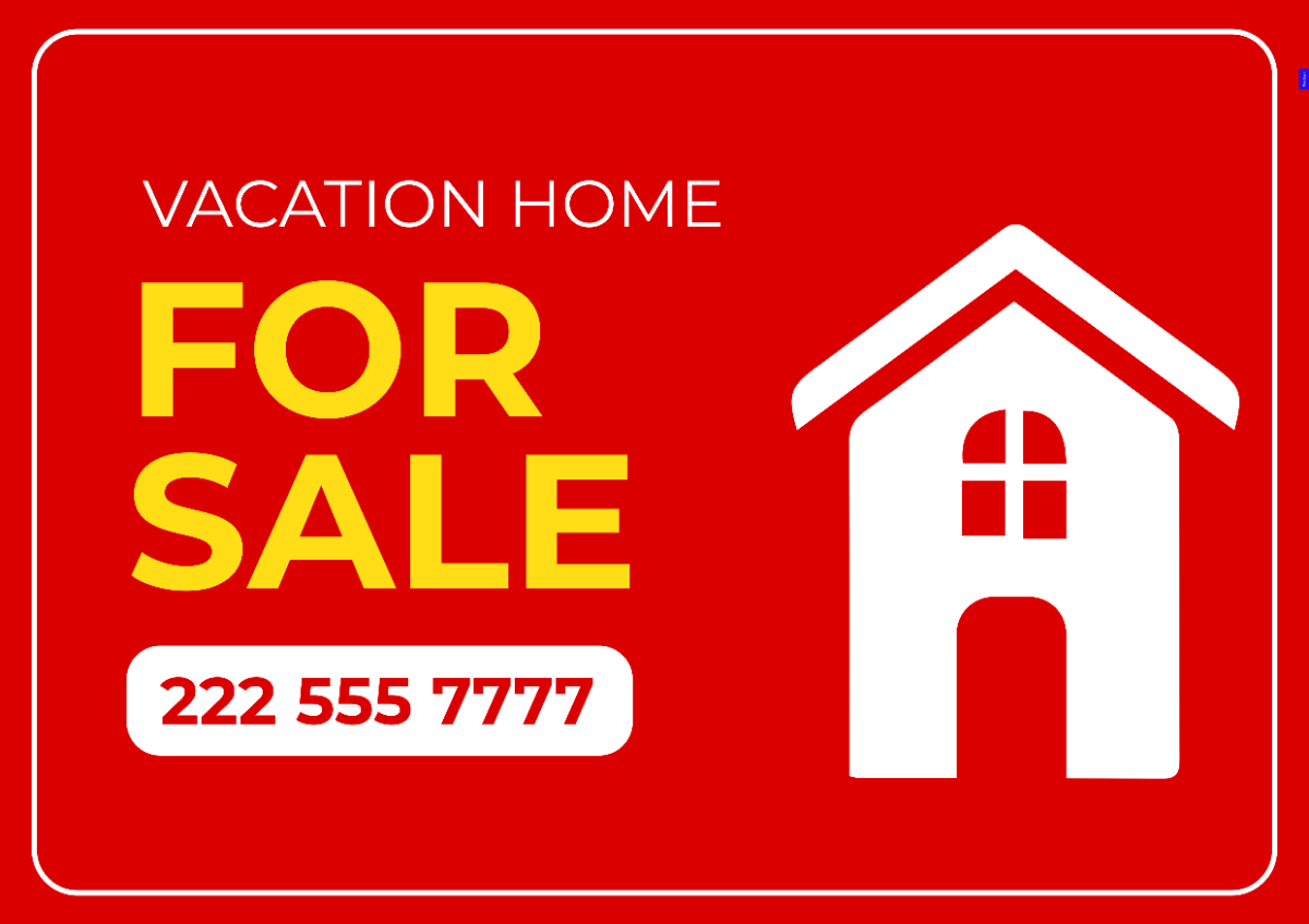 Vacation Homes For Sale Sign Template