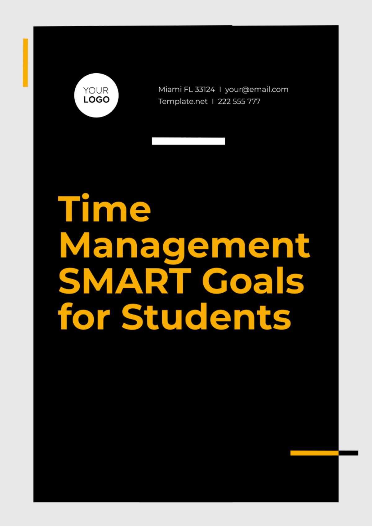 Time Management SMART Goals for Students Template