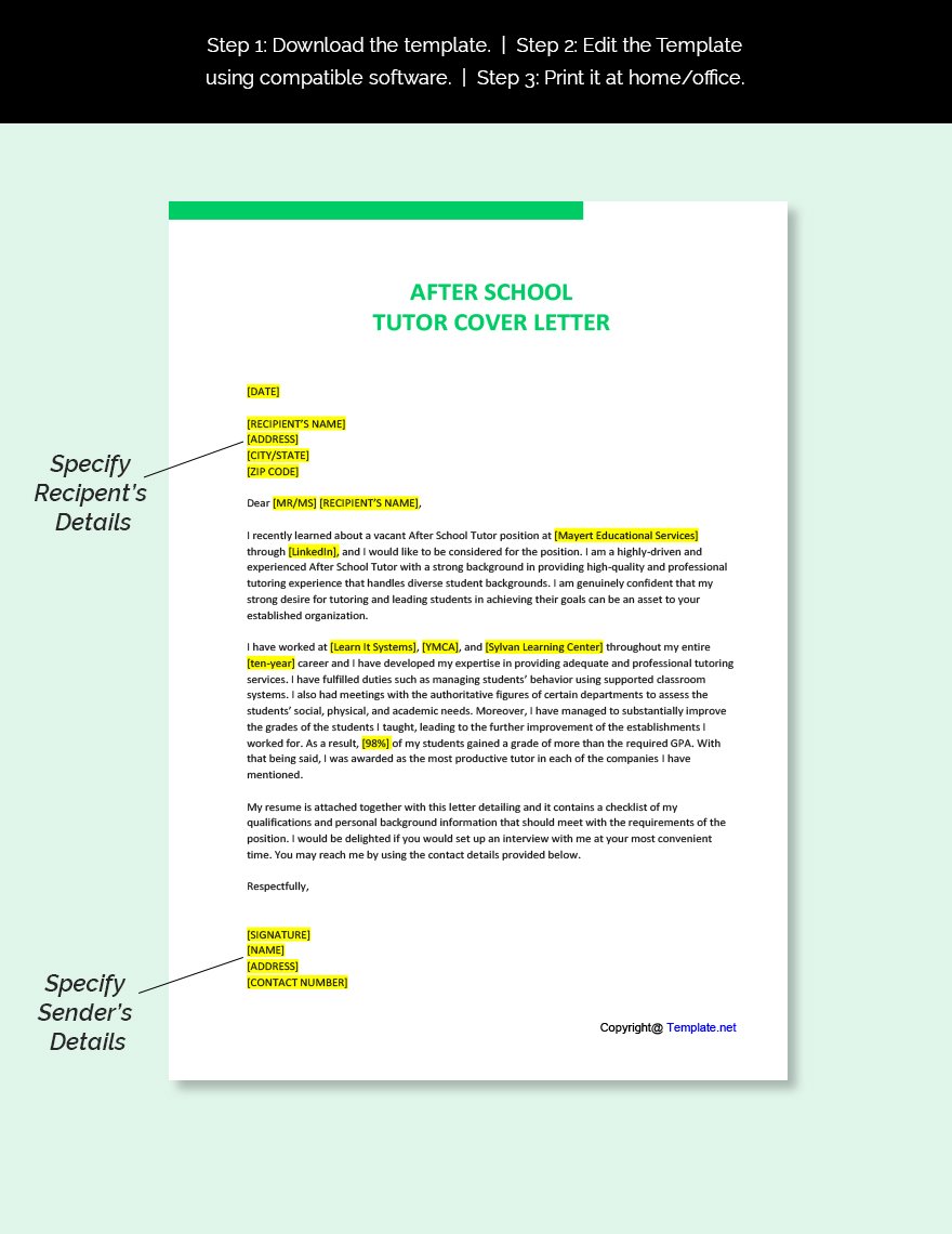 cover letter tutor experience