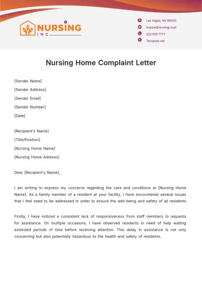Free Nursing Home Complaint Letter Template to Edit Online