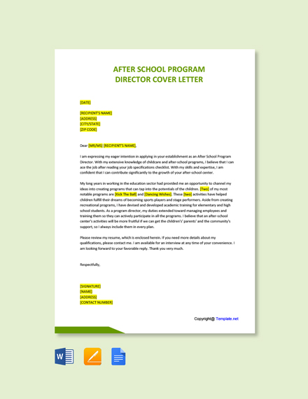 After School Program Director Cover Letter 