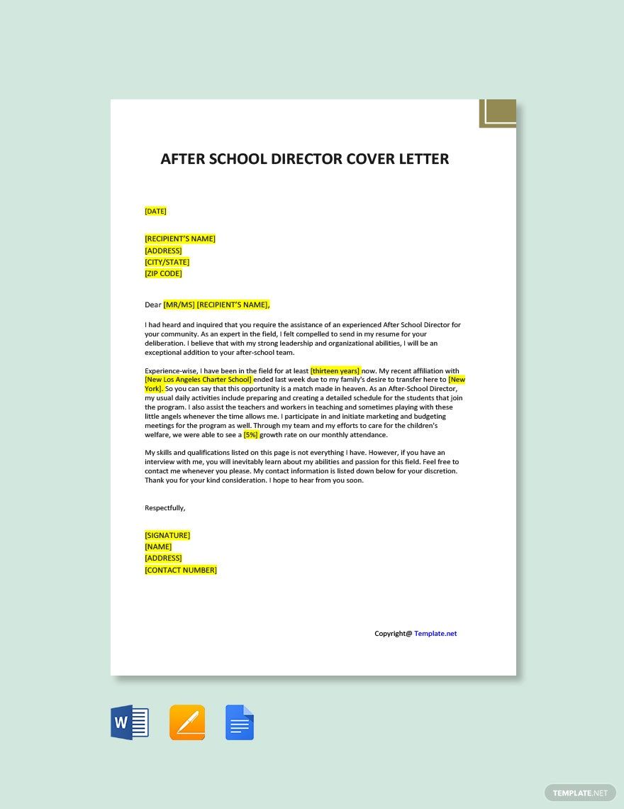 After School Director Cover Letter