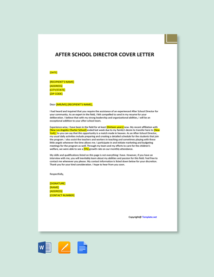 After School Director Cover Letter