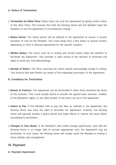 Free Nursing Home Payment Contract Template to Edit Online