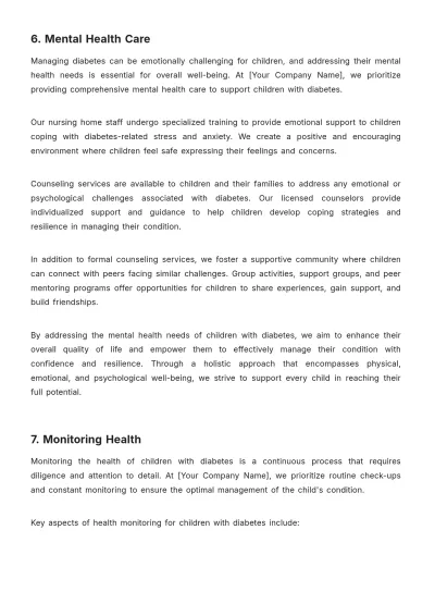 Free Nursing Home Care Plan of Child With Diabetes Template to Edit Online