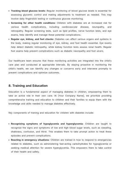 Free Nursing Home Care Plan of Child With Diabetes Template to Edit Online