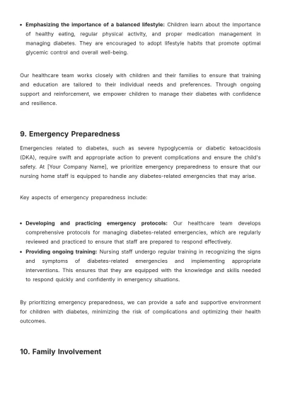 Free Nursing Home Care Plan of Child With Diabetes Template to Edit Online