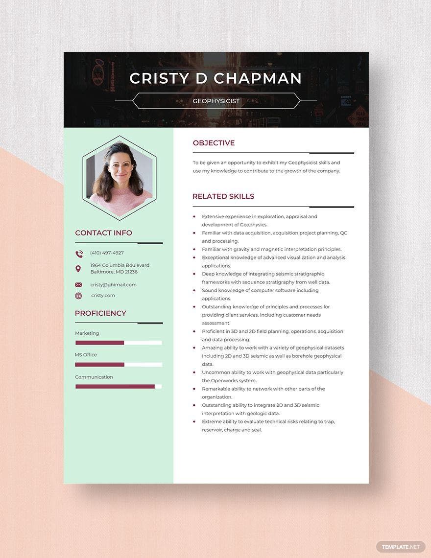 Geophysicist Resume in Word, Apple Pages