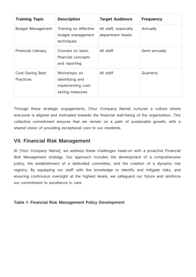 Free Nursing Home Financial Plan Template to Edit Online