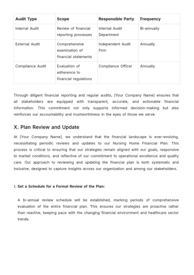 Free Nursing Home Financial Plan Template to Edit Online