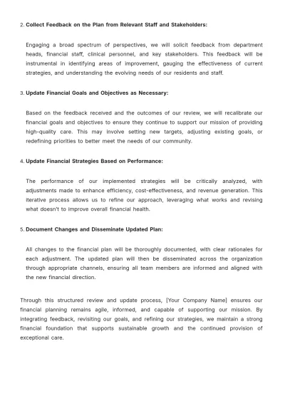 Free Nursing Home Financial Plan Template to Edit Online