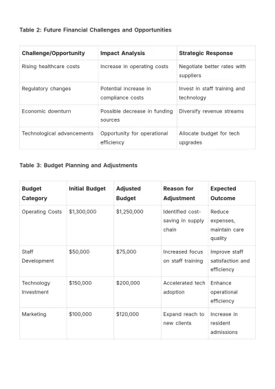 Free Nursing Home Financial Plan Template to Edit Online
