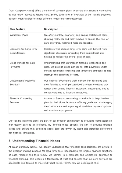 Free Nursing Home Payment Plan Template to Edit Online