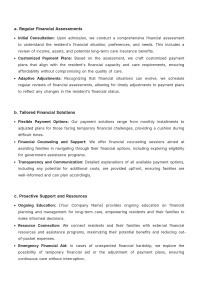 Free Nursing Home Payment Plan Template to Edit Online
