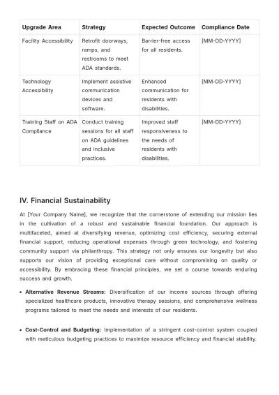Free Nursing Home Strategic Plan Template to Edit Online