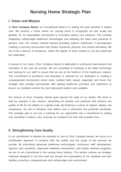 Free Nursing Home Strategic Plan Template to Edit Online