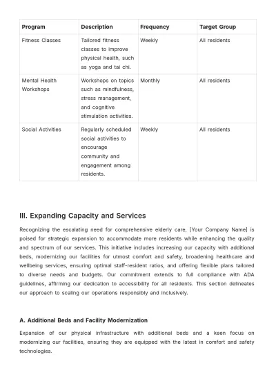 Free Nursing Home Strategic Plan Template to Edit Online