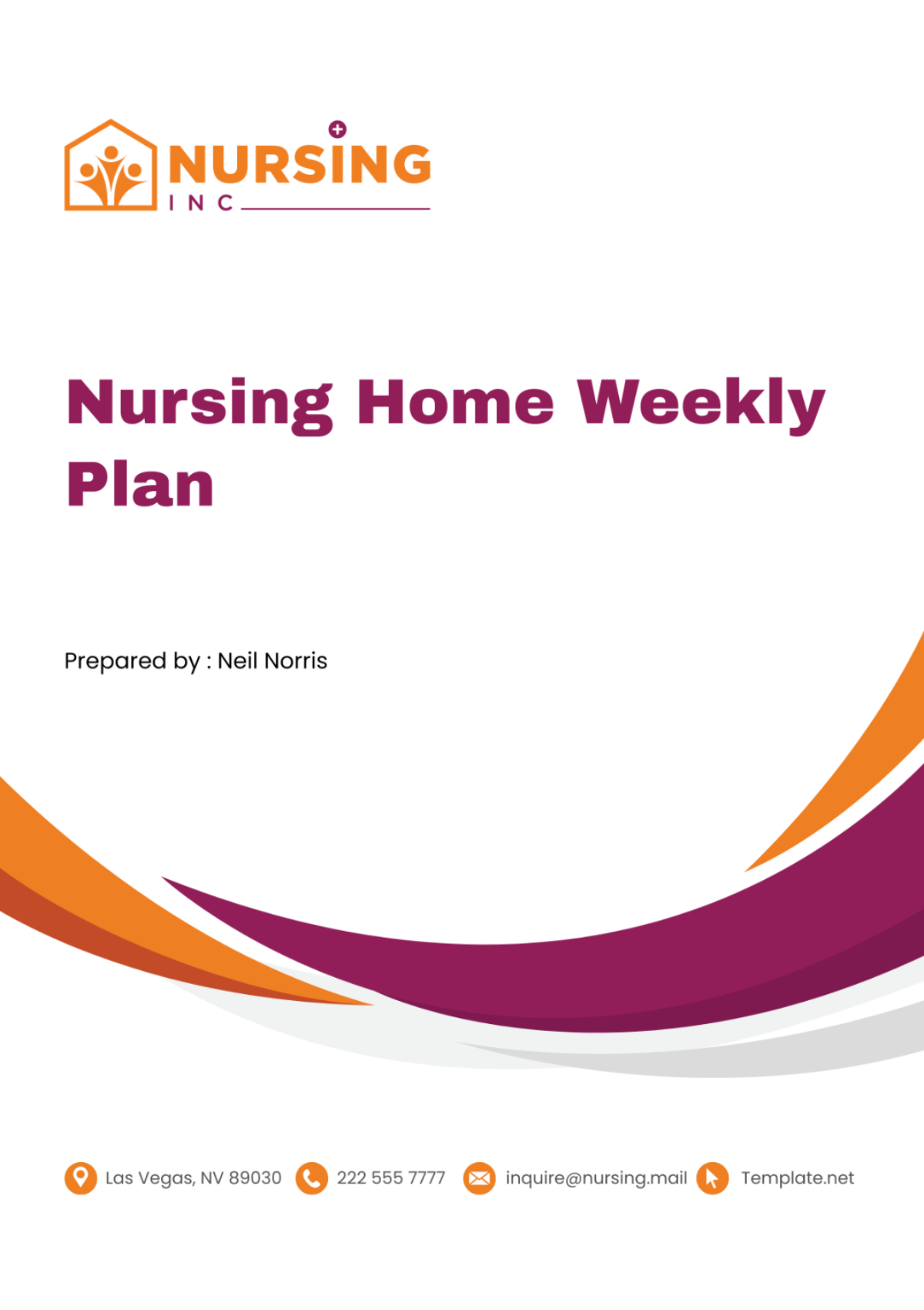 Nursing Home Weekly Plan Template
