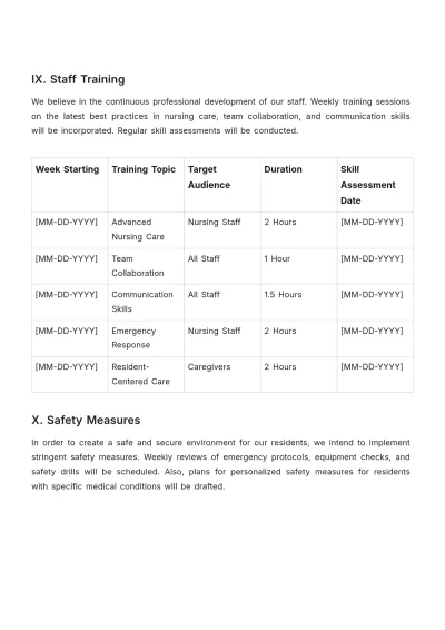 Free Nursing Home Weekly Plan Template to Edit Online
