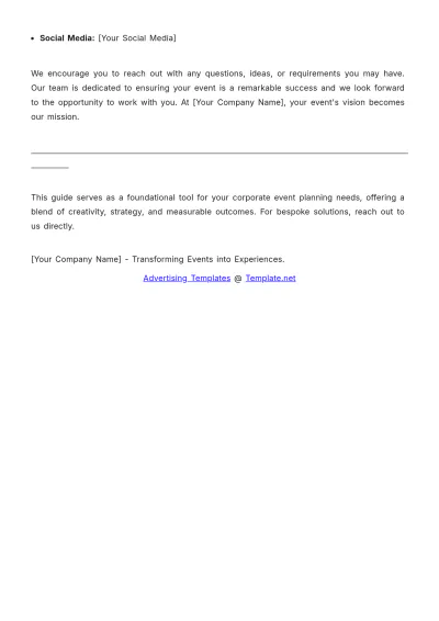 Free Corporate Event Planning Advertising Guide Template to Edit Online