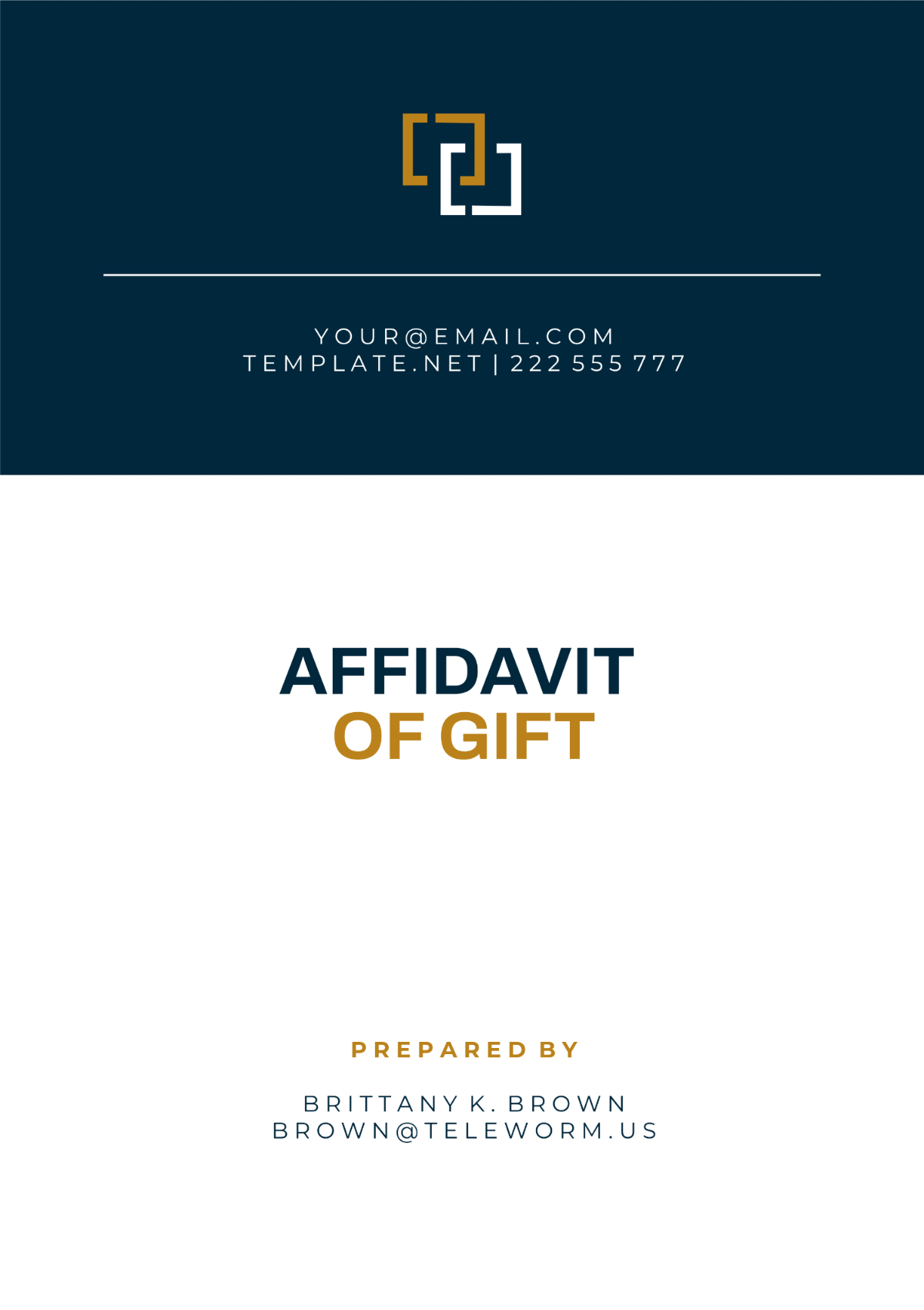 District of Columbia Affidavit of Gift Template