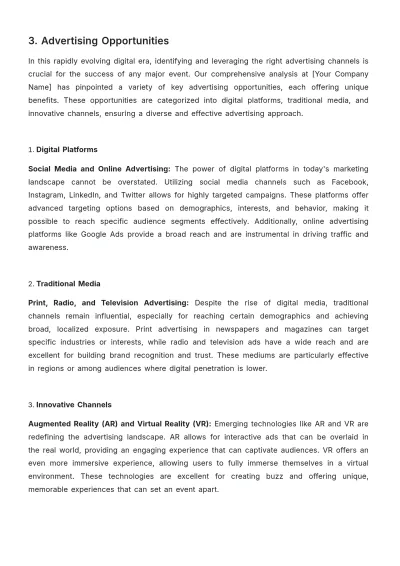 Free Major Event Feasibility Advertising Study Template to Edit Online