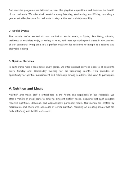 Free Nursing Home Monthly Plan Template to Edit Online