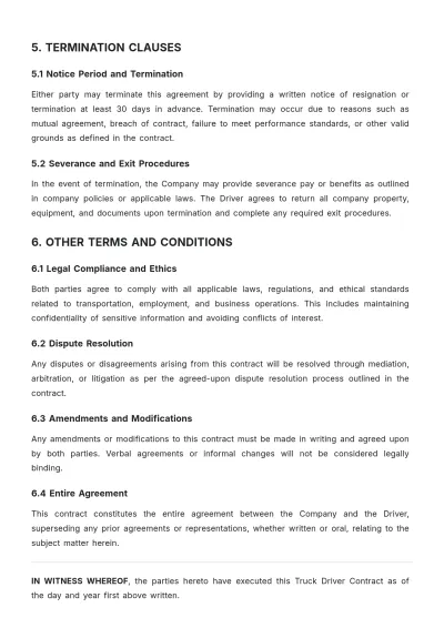 Free Truck Driver Contract Template to Edit Online