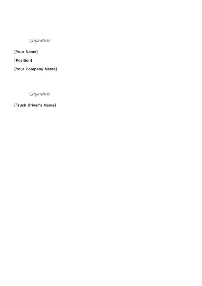 Free Truck Driver Contract Template to Edit Online