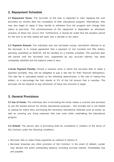 Free Student Loan Contract Template to Edit Online