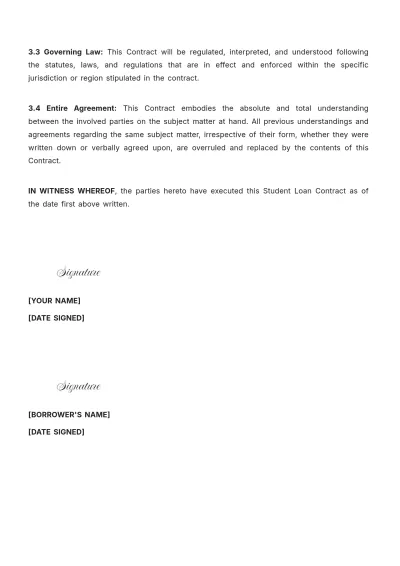 Free Student Loan Contract Template to Edit Online
