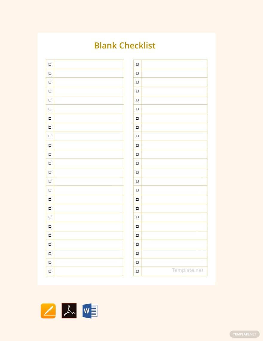 blank checklist