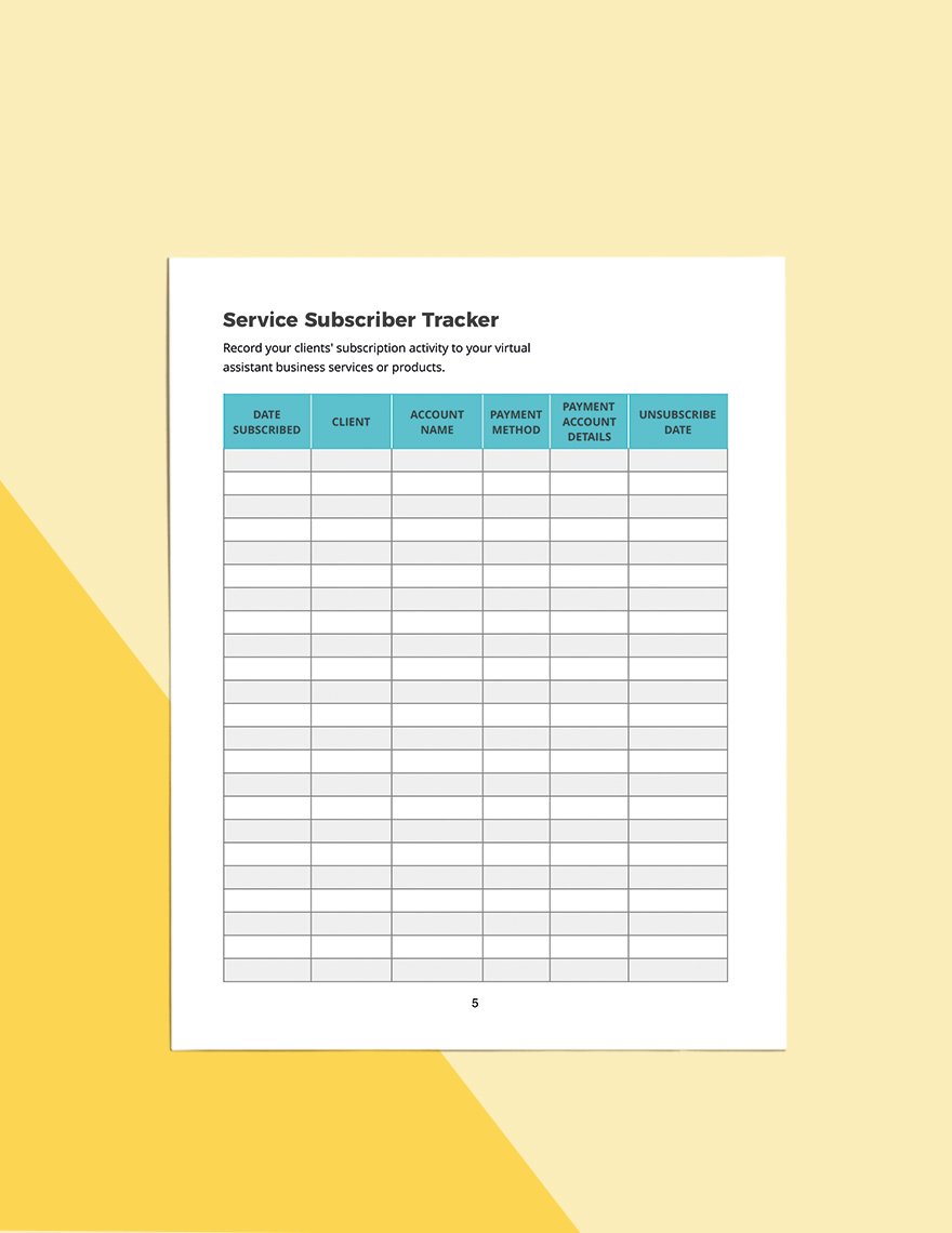 Virtual Assistant Business Planner Template