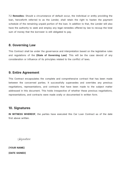 Free Car Loan Contract Template to Edit Online