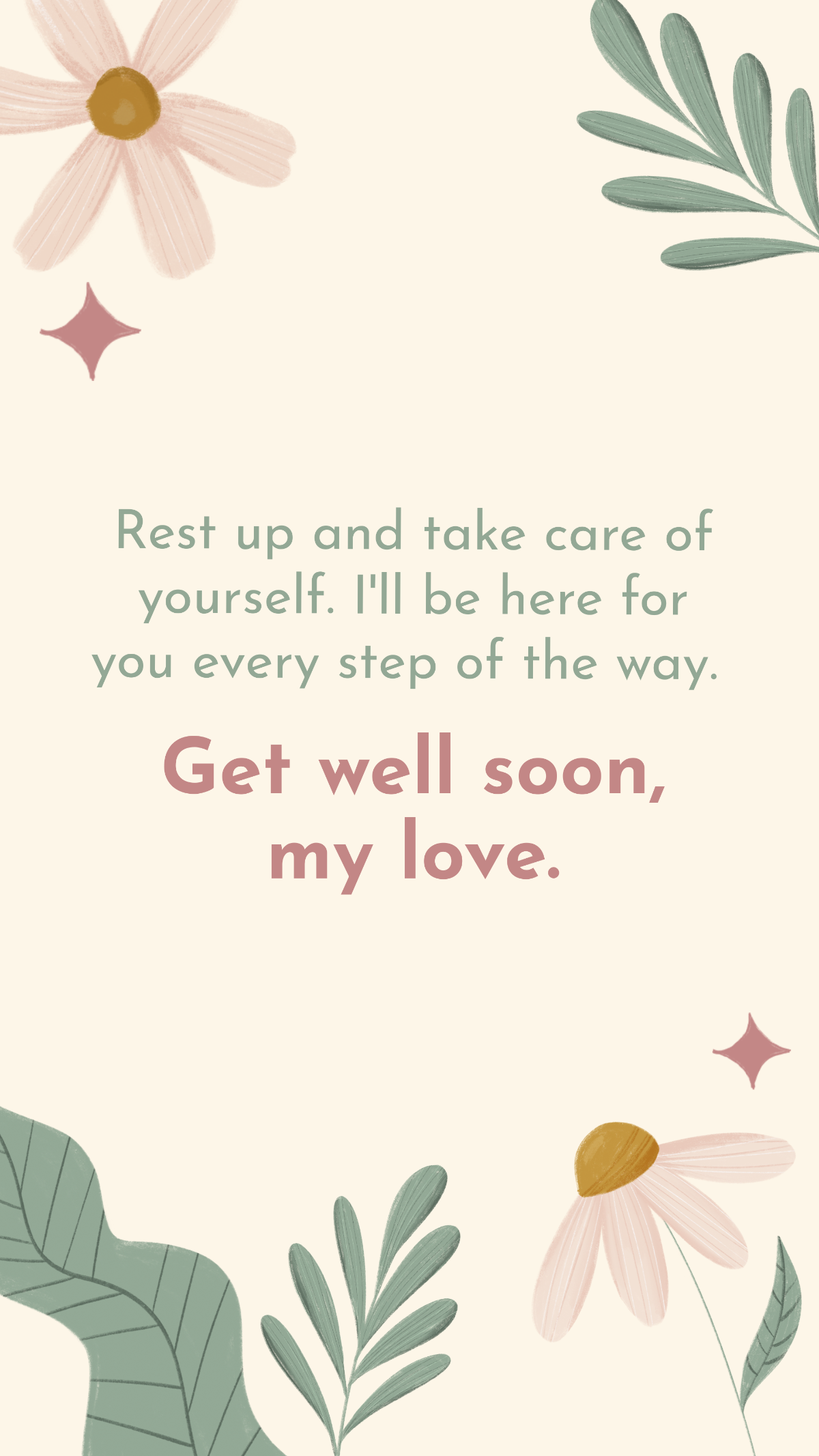 Get Well Soon My Love Message Template