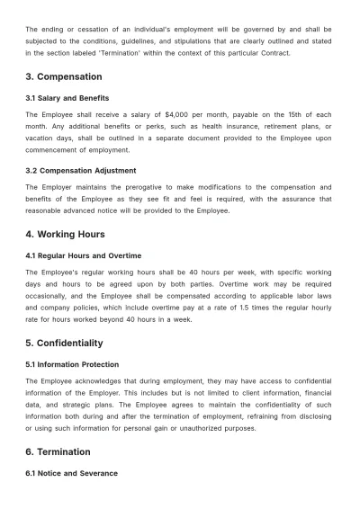 Free Personal Assistant Employment Contract Template to Edit Online