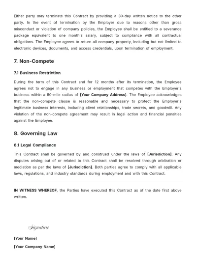 Free Personal Assistant Employment Contract Template to Edit Online