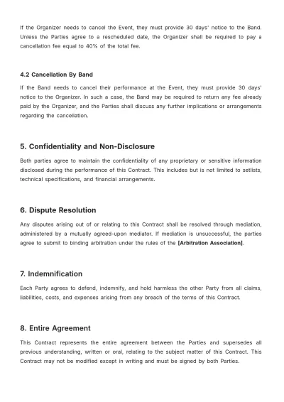 Free Band Performance Contract Template to Edit Online