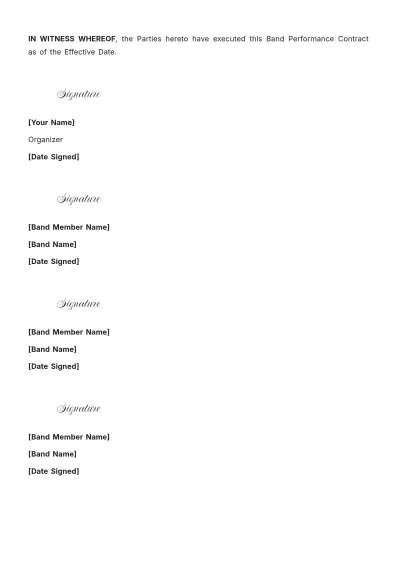 Free Band Performance Contract Template to Edit Online