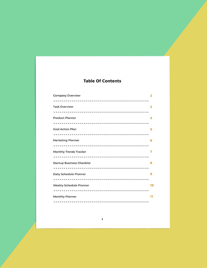 Startup Business Planner Template