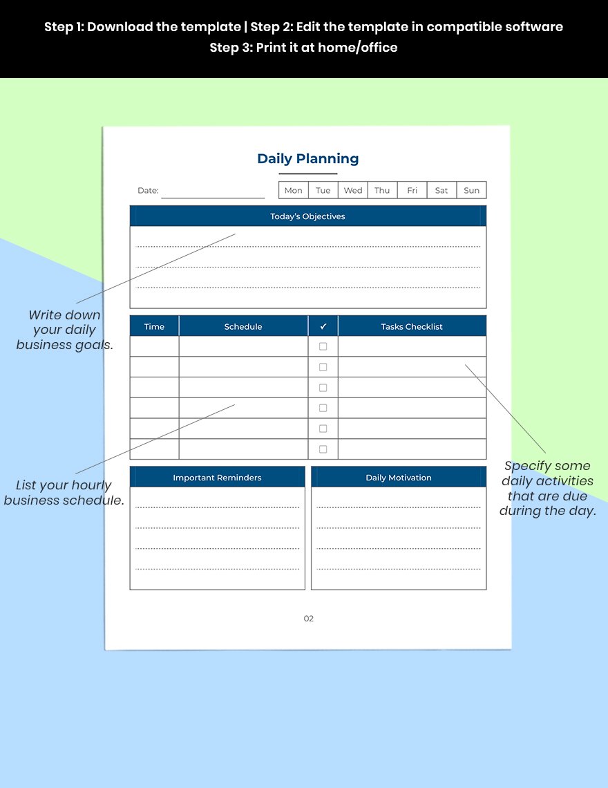 Daily Business Planner Printable