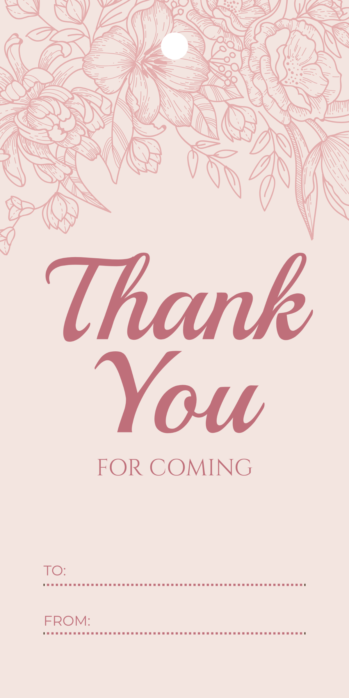 Free Thank you for Coming Tag Template