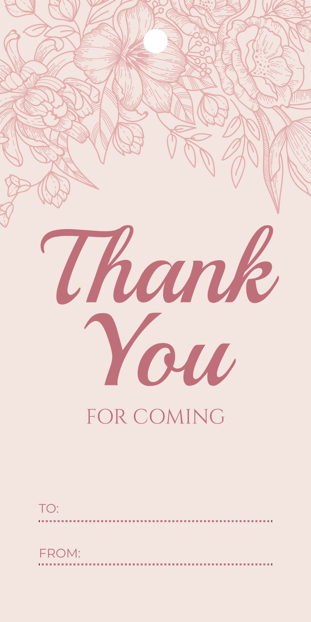 Free Thank You For Coming Tag Template To Edit Online