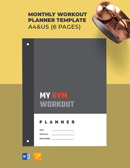 FREE Minimalist Workout Planner Template Word (DOC) Apple (MAC) Pages