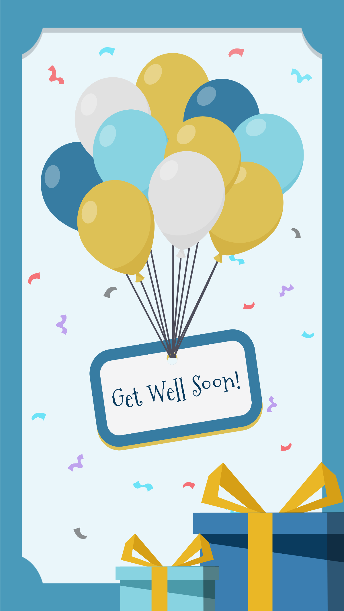 Get Well Soon Balloons Pop Up Card Template